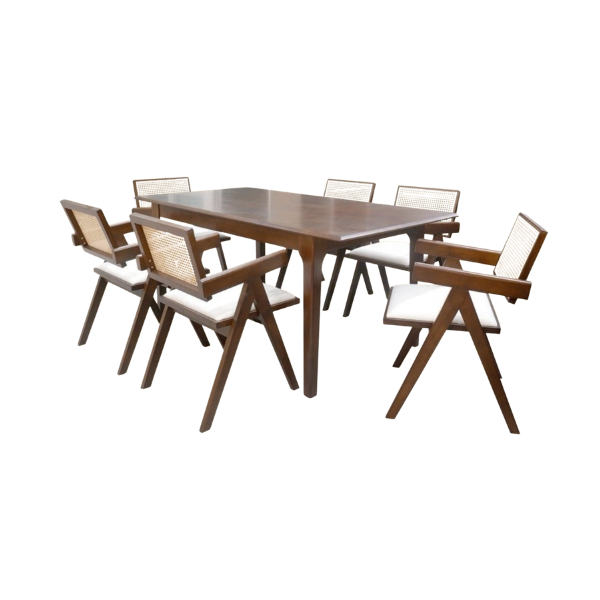 ชุดโต๊ะอาหารไม้ 6 ที่นั่ง WISDOM DESIGN FURNITURE รุ่น YUKI 170 ซม. สีวอลนัท